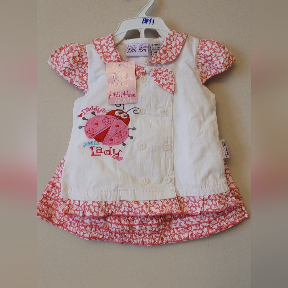 Little home baby girl 6-9 mos cotton skirt suit - daddy's little ladybug